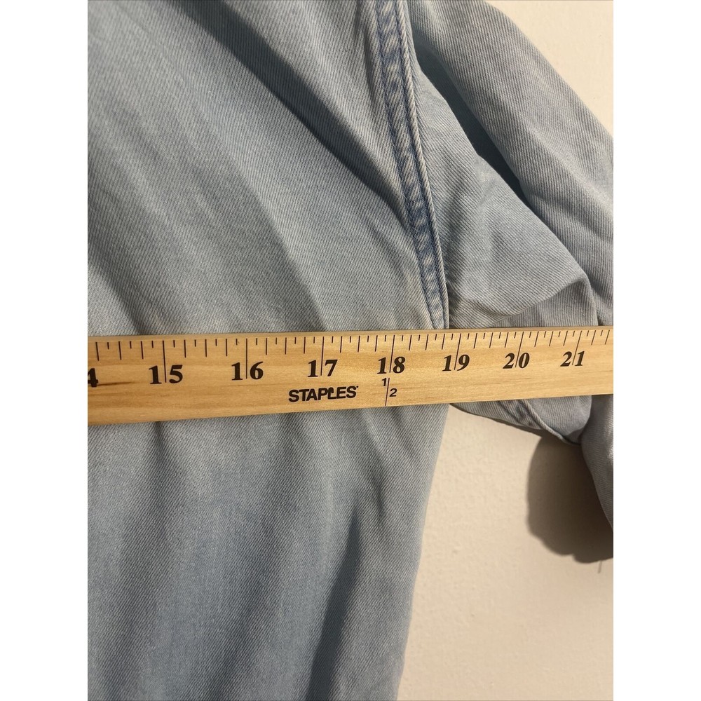 AllSaints Millie Women’s Denim Shirt Dress Sz Small Pearl Snap All Saint (Flaws) - Picture 9 of 11